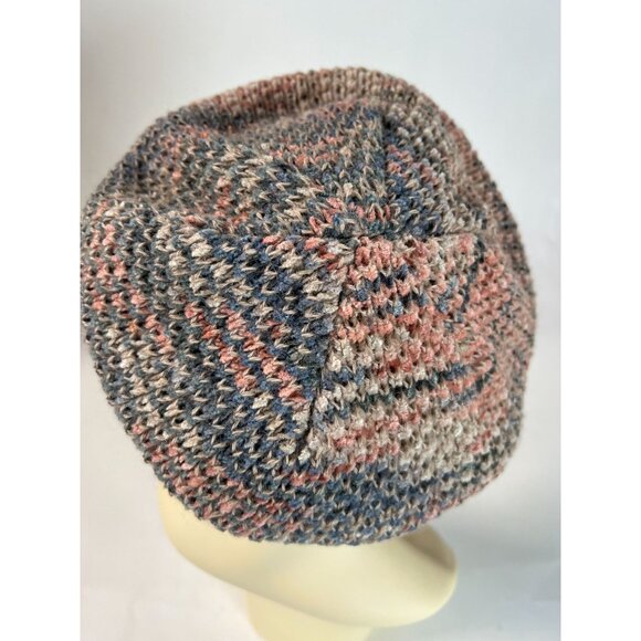 Vintage Hansen Wool & Acrylic One Size Beret In Pink & Gray Stripes Made in USA - Picture 10 of 16